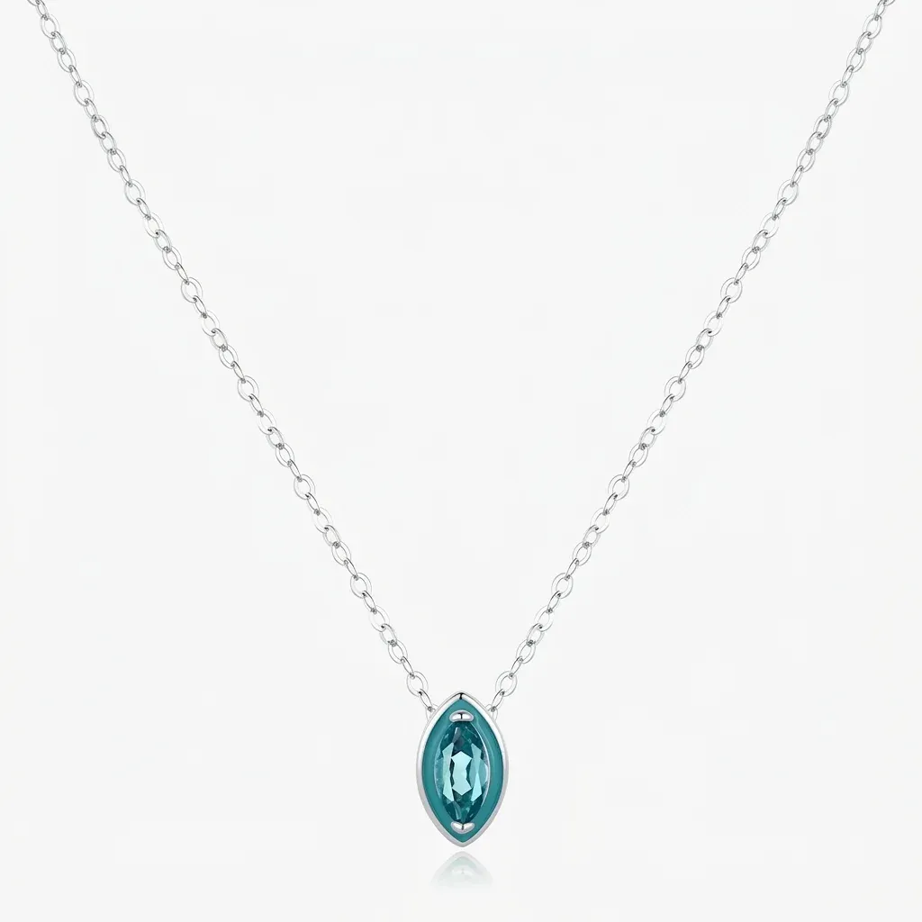 민트 에나멜 눈 모양 실버 목걸이