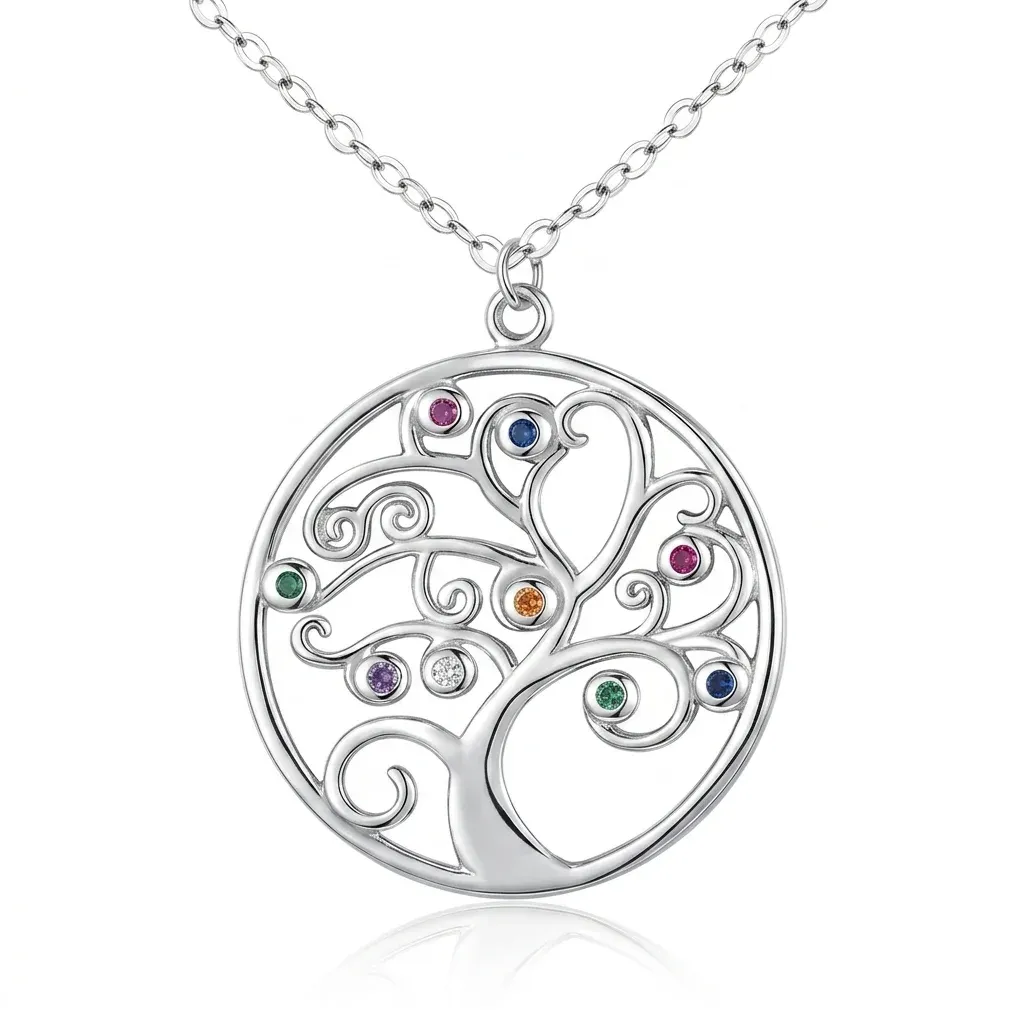 목걸이 실버 원형 트리 펜던트