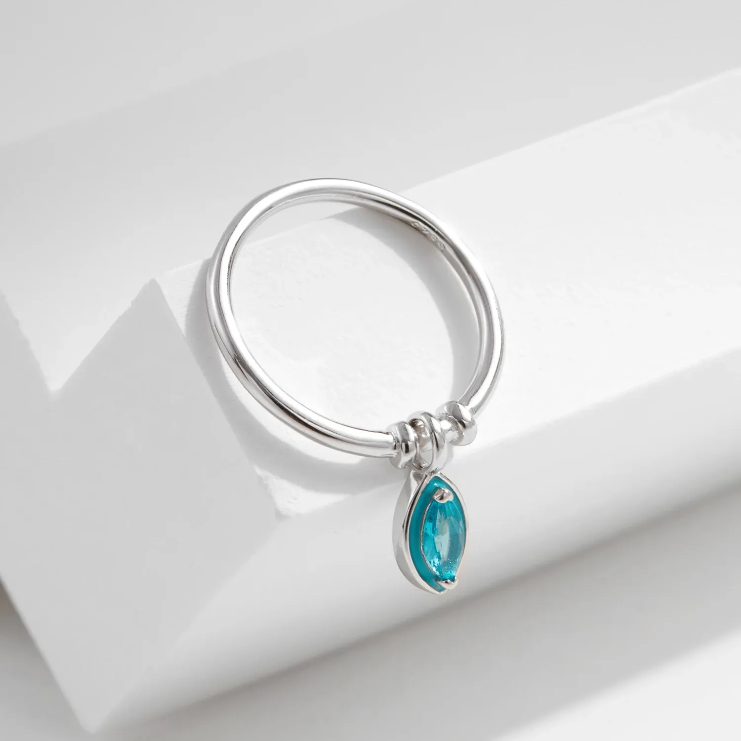 MODIAN 민트 에나멜 지르코니아 925 실버 반지