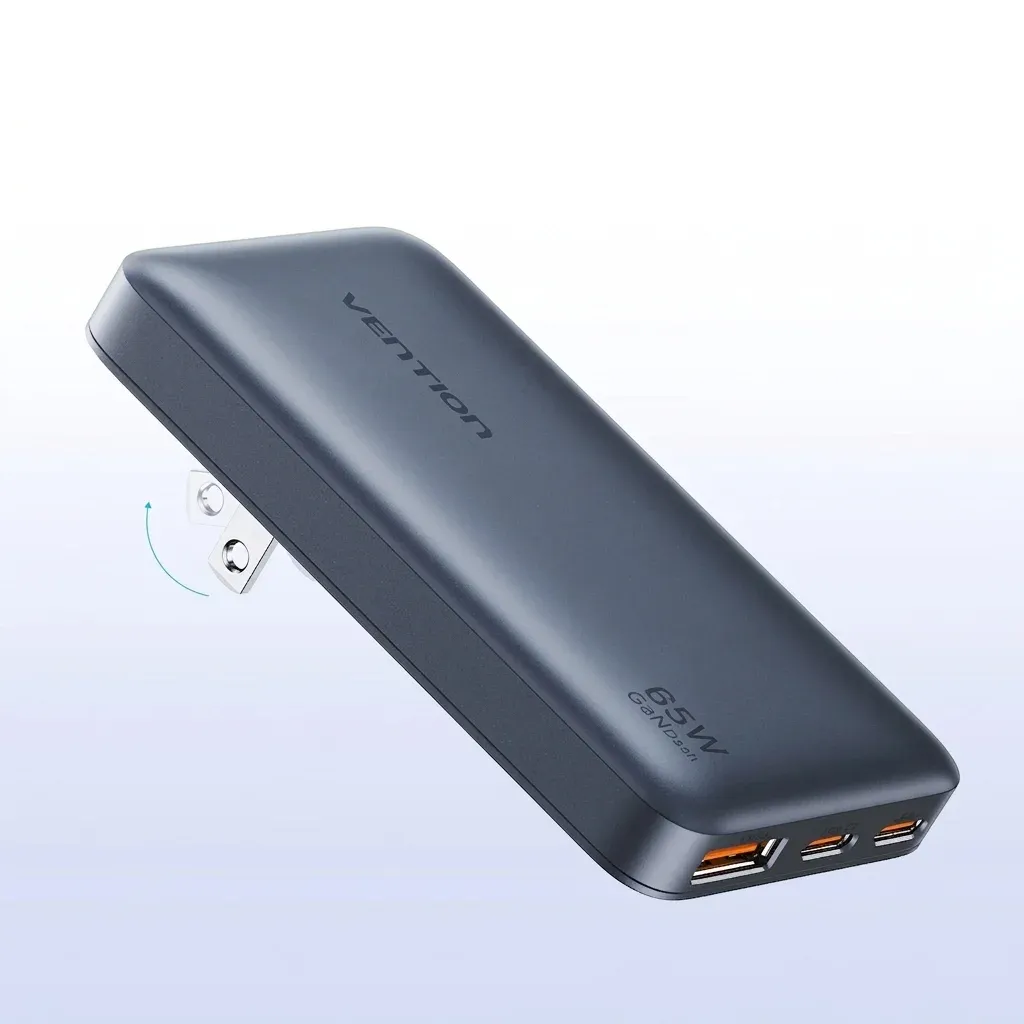 מטען GaN קומפקטי 65W אפור כהה