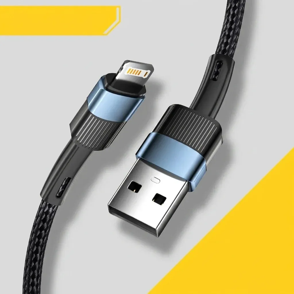 כבל טעינה USB לייטנינג שחור קלוע