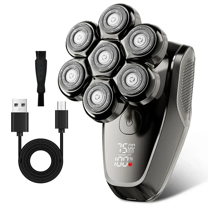 IPX7 방수 7D 회전식 두피 전기면도기