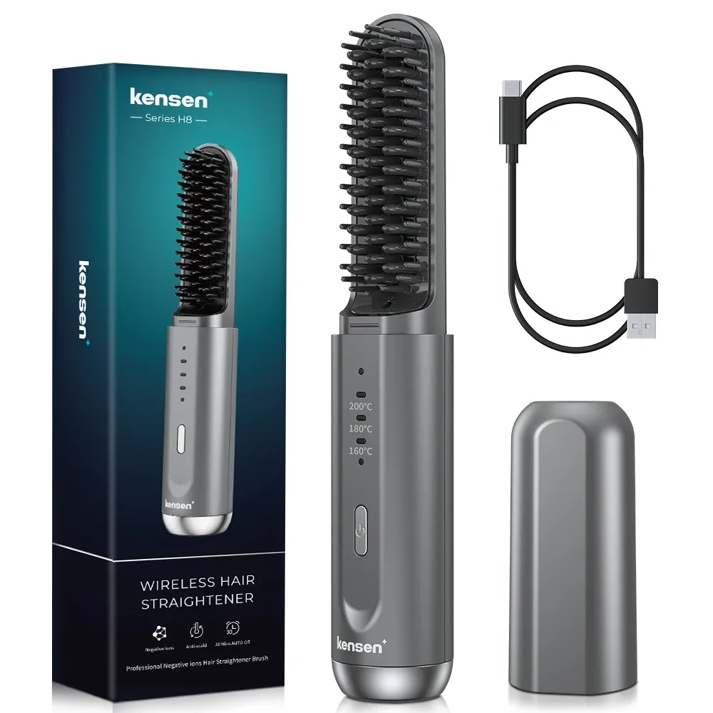 켄센 무선 음이온 헤어 스트레이트 브러시 KR017