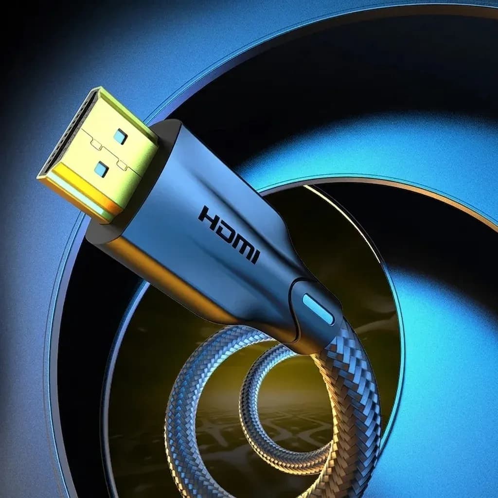 כבל HDMI 2.1 קלוע כחול זהב