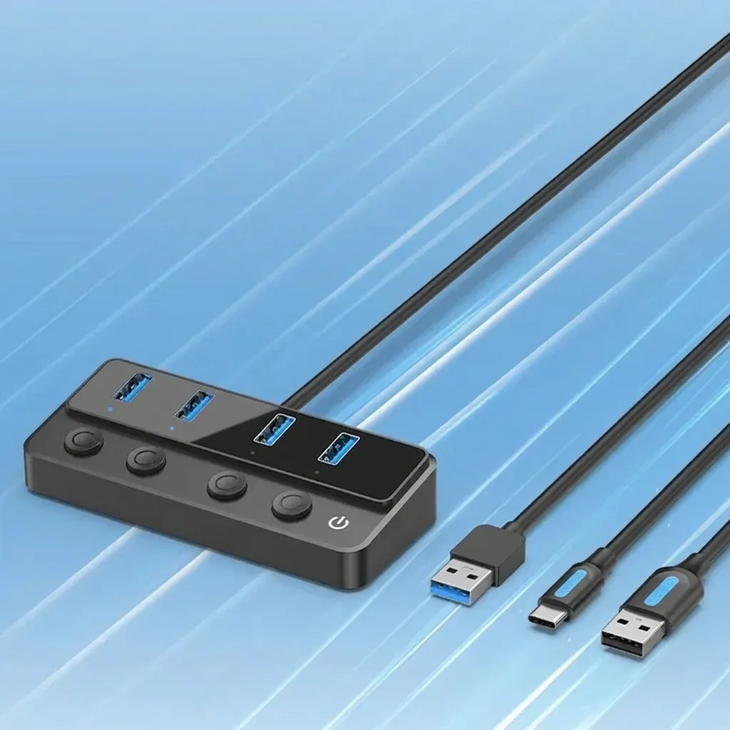블랙 USB 3.0 5포트 스위치 허브