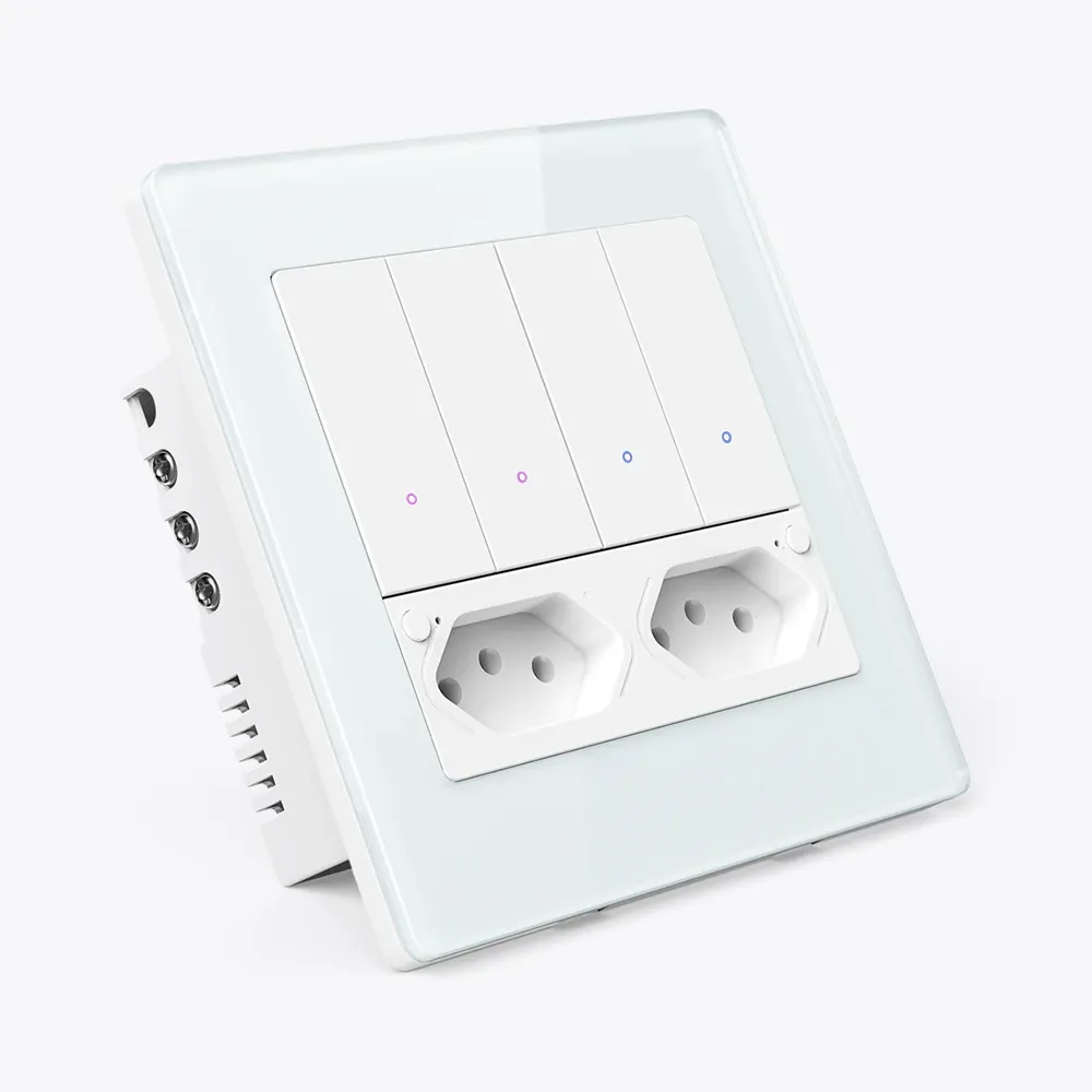 아바토 브라질형 4구 Wi‑Fi 벽스위치·콘센트 세트