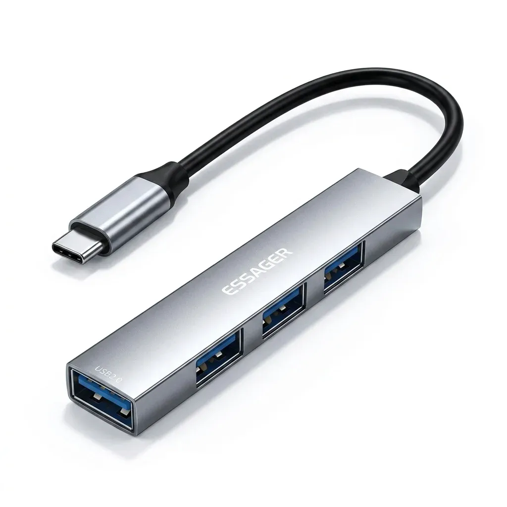Essager 4포트 USB-C 허브 실버 제품사진