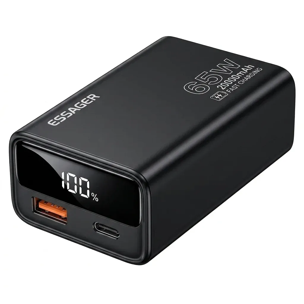 에사가 65W 검정 보조배터리 정면 사선