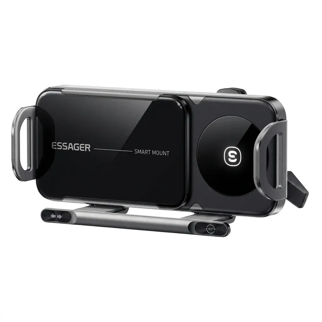 에사저 15W 듀얼코일 원터치 회전 차량용 무선 충전 거치대