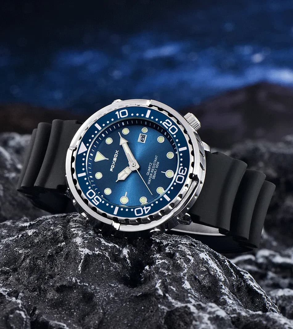 FOXBOX 남성용 50ATM 스포츠 다이버 쿼츠 시계