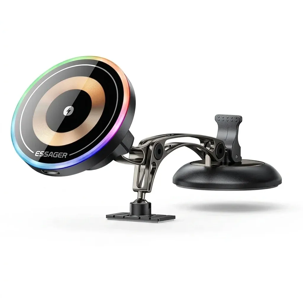 에사저 15W 마그네틱 회전 차량용 무선 충전 거치대
