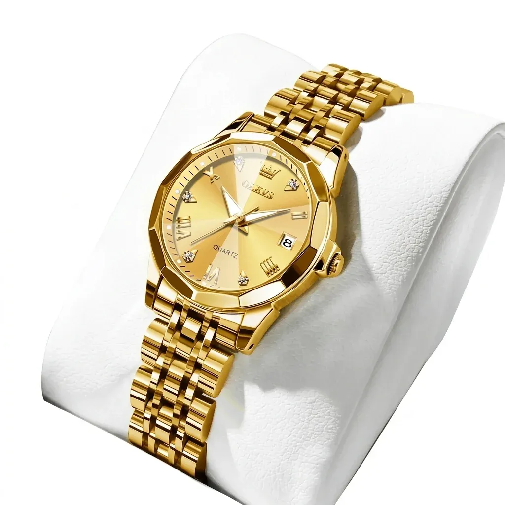 올레브스 여성용 골드 로만 다이얼 시계