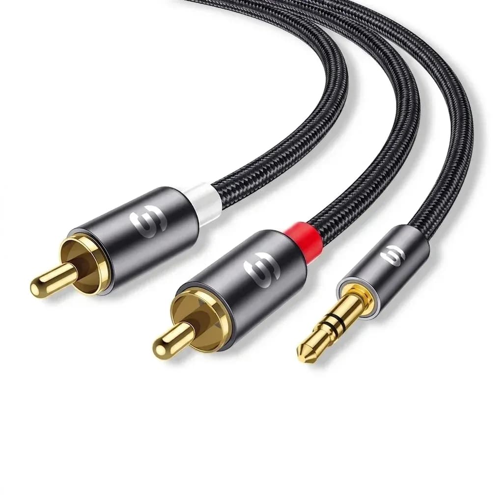 에사저 3.5mm 듀얼 RCA 오디오 케이블