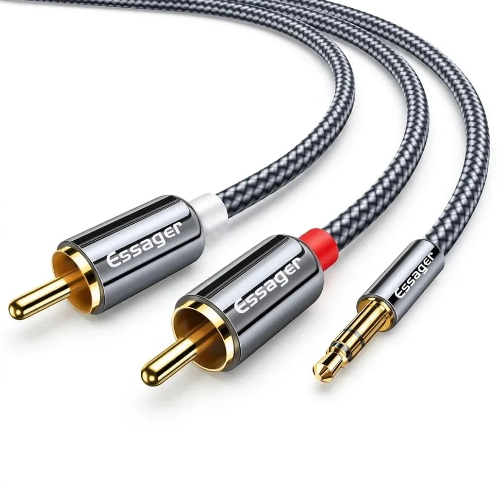 에사저 3.5mm 듀얼 RCA 오디오 케이블