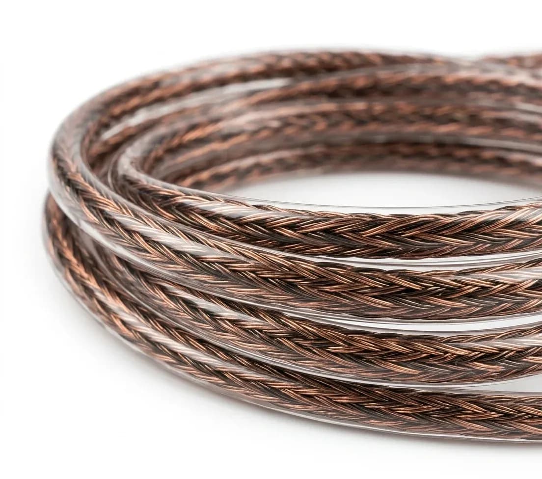 כבל אוזניות קלוע בצבע נחושת שקוף