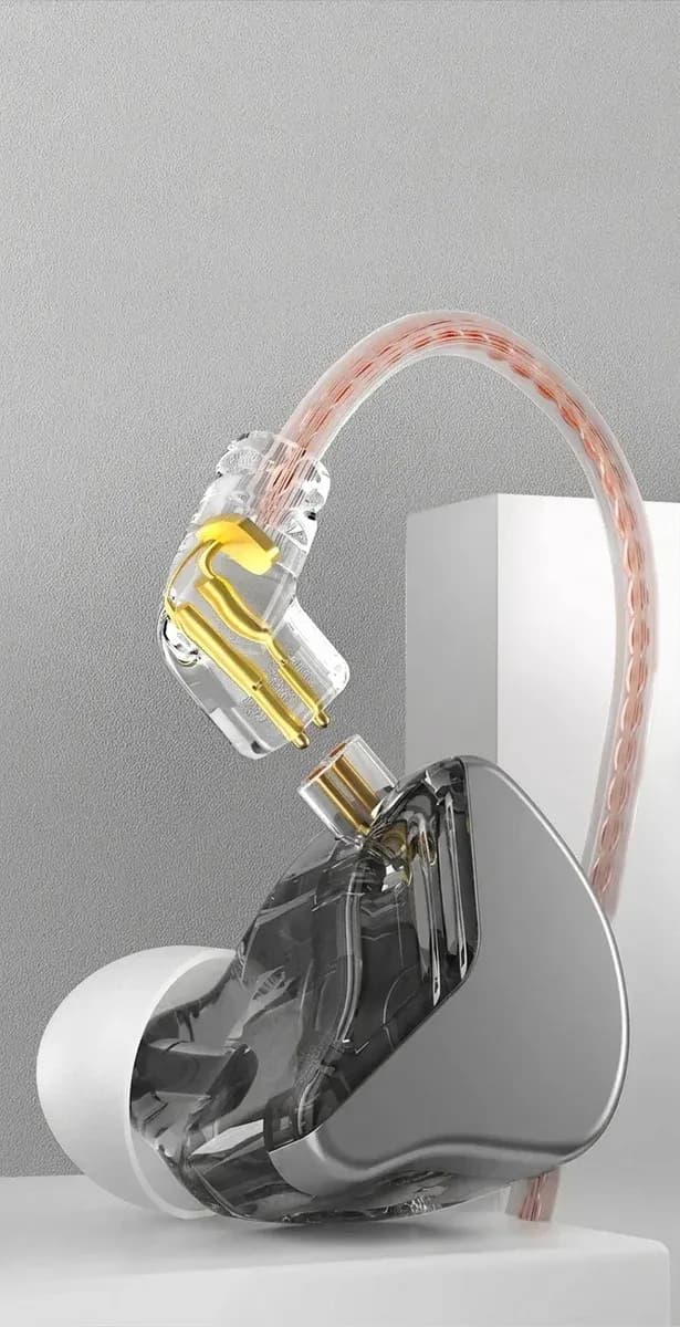 אוזניות CCA CRA שקופות עם כבל ורוד