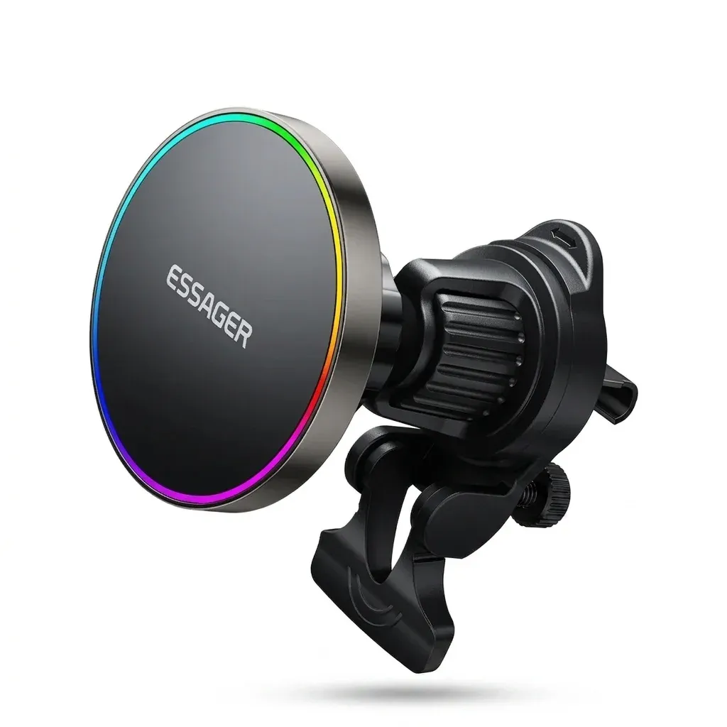 에사저 15W 마그네틱 무선 차량용 충전 거치대 360도 조절형